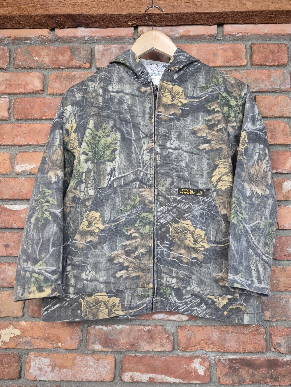 Vintage Golden Retriever Realtree Camo Zip Hoodie Hunting Jacket Small Y2K